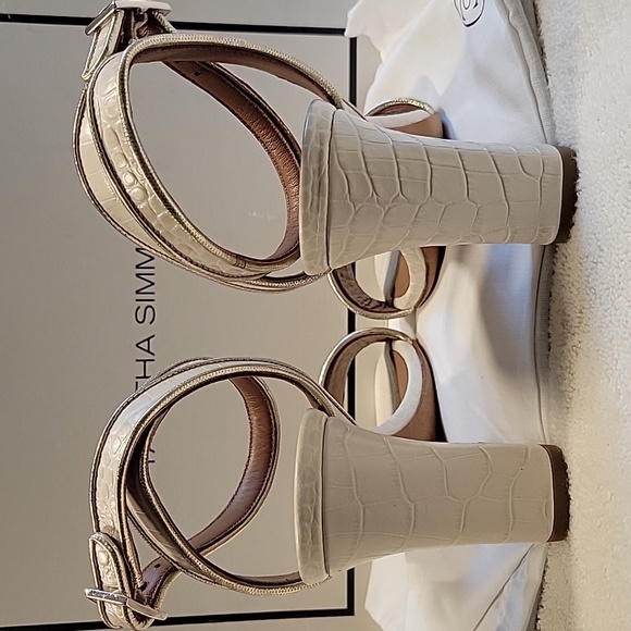 Tabitha Simmons Leticia Embossed Croc heel sandals, NIB - Picture 4 of 11